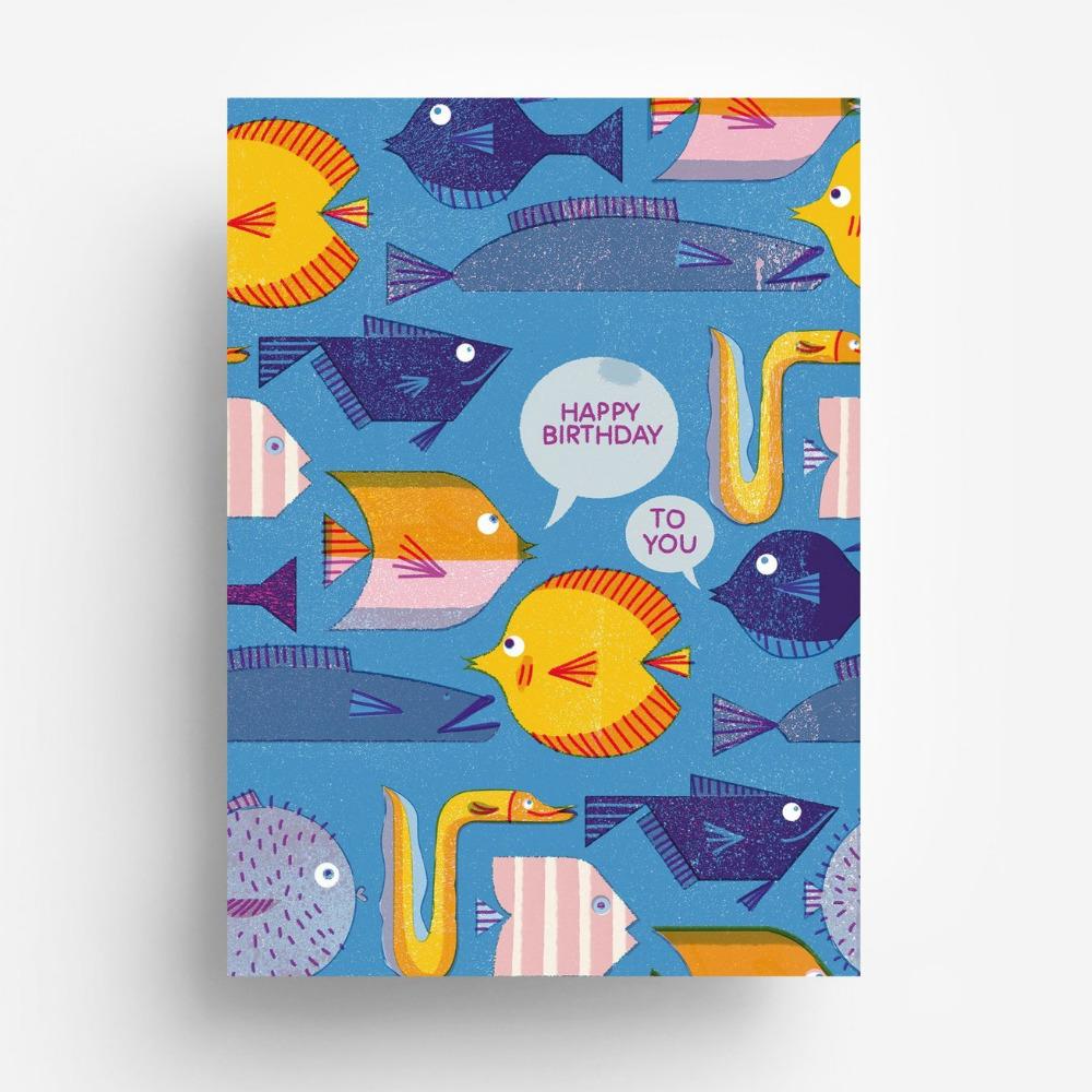jungwiealt – Postkarte BIRTHDAY FISHES Fische zum Geburtstag - WILDHOOD store