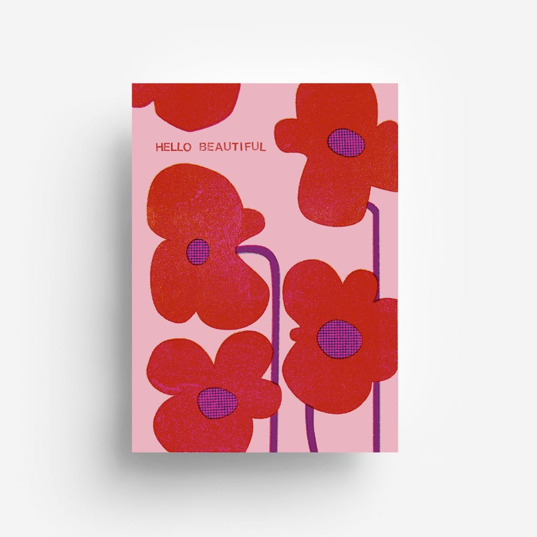 jungwiealt – Postkarte RED FLOWERS Hello Beautiful - WILDHOOD store