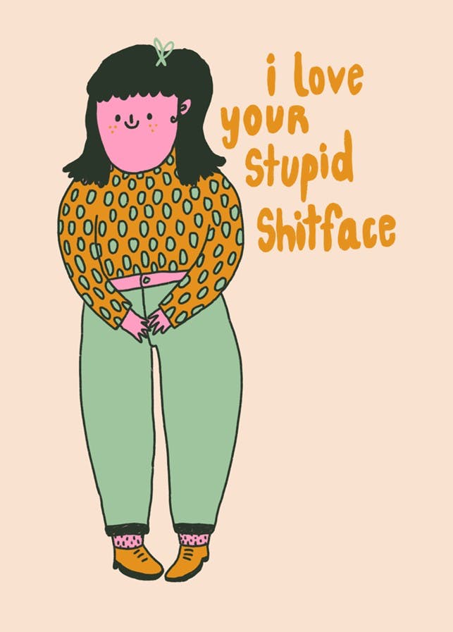 Slinga Illustration – Postkarte I LOVE YOUR STUPID SHITFACE Mädchen - WILDHOOD store