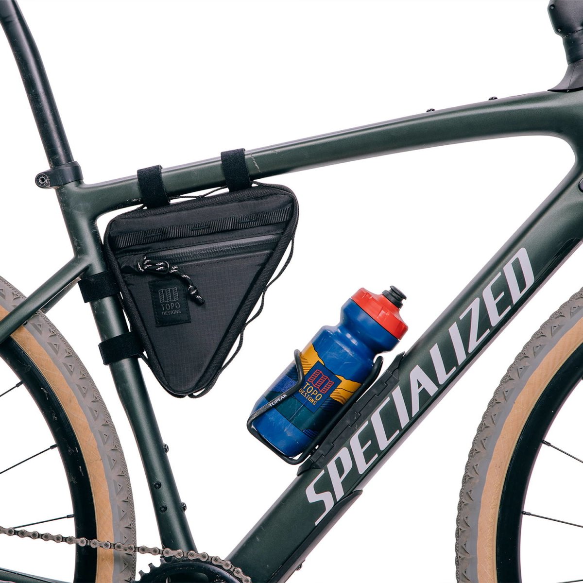 Topo Designs – Fahrradtasche BIKE FRAME BAG 0.7 L Khaki / Pond Blue - WILDHOOD store